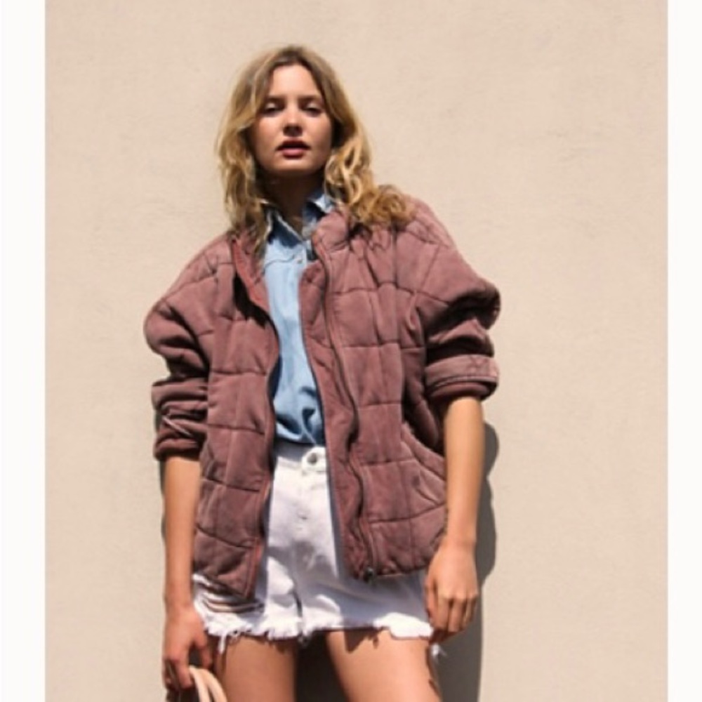 Free People quilted cherry cola jacket